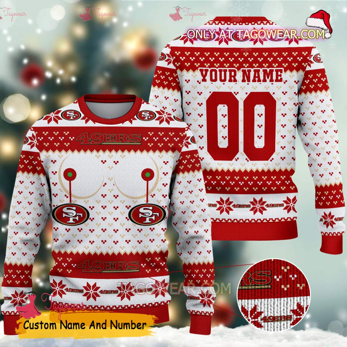 San Francisco 49ers NFL Titties Funny Personalized Christmas Sweater