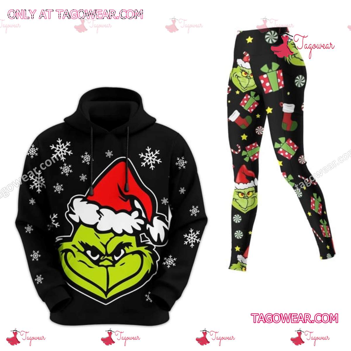 The Grinch Christmas Hoodie And Leggings a