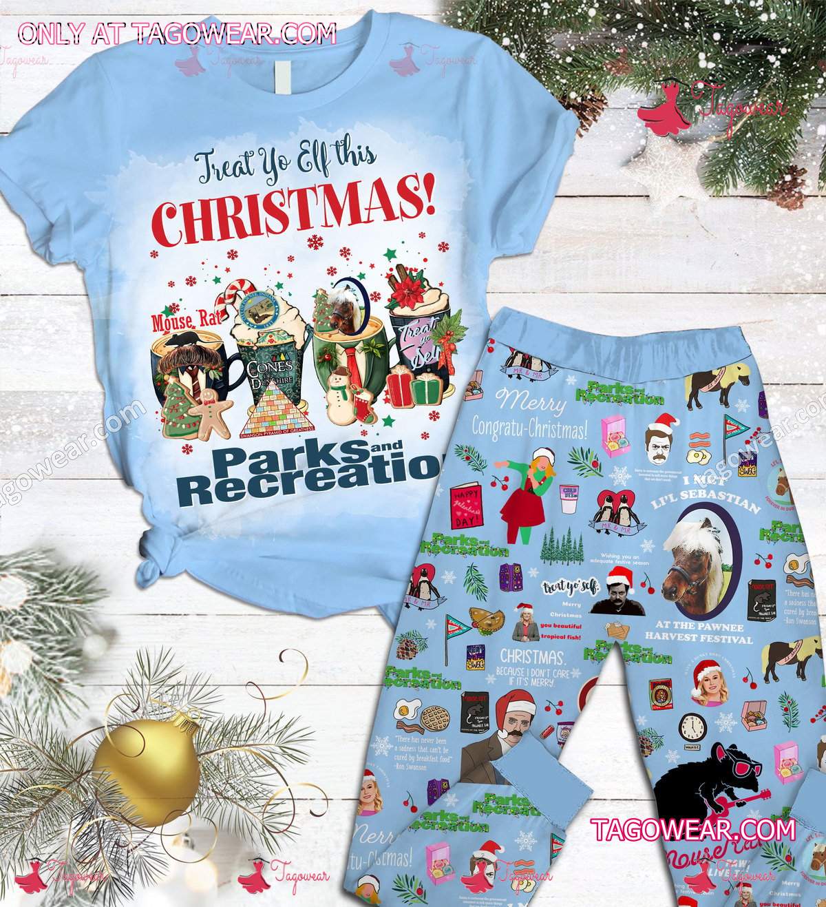 Treat Yo Elf This Christmas Parks And Recreation Pajamas Set