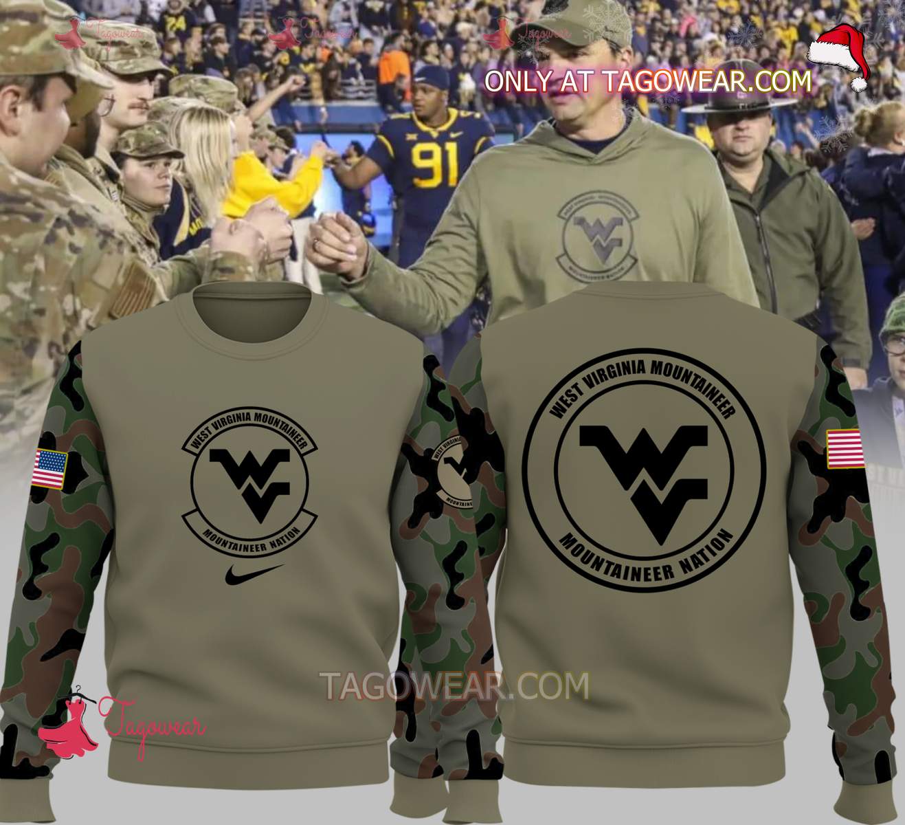 West Virginia Mountaineers Football Veteran Camo Sweatshirt