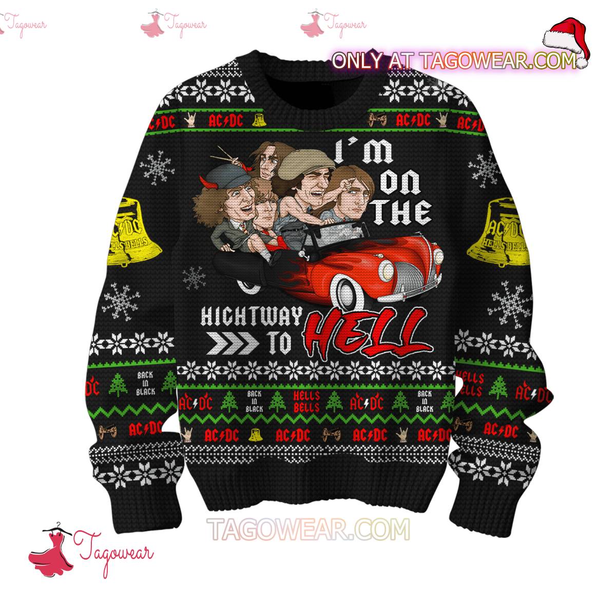Ac Dc I'm On The Highway To Hell Ugly Christmas Sweater a
