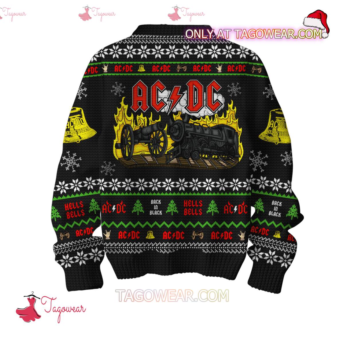 Ac Dc I'm On The Highway To Hell Ugly Christmas Sweater b