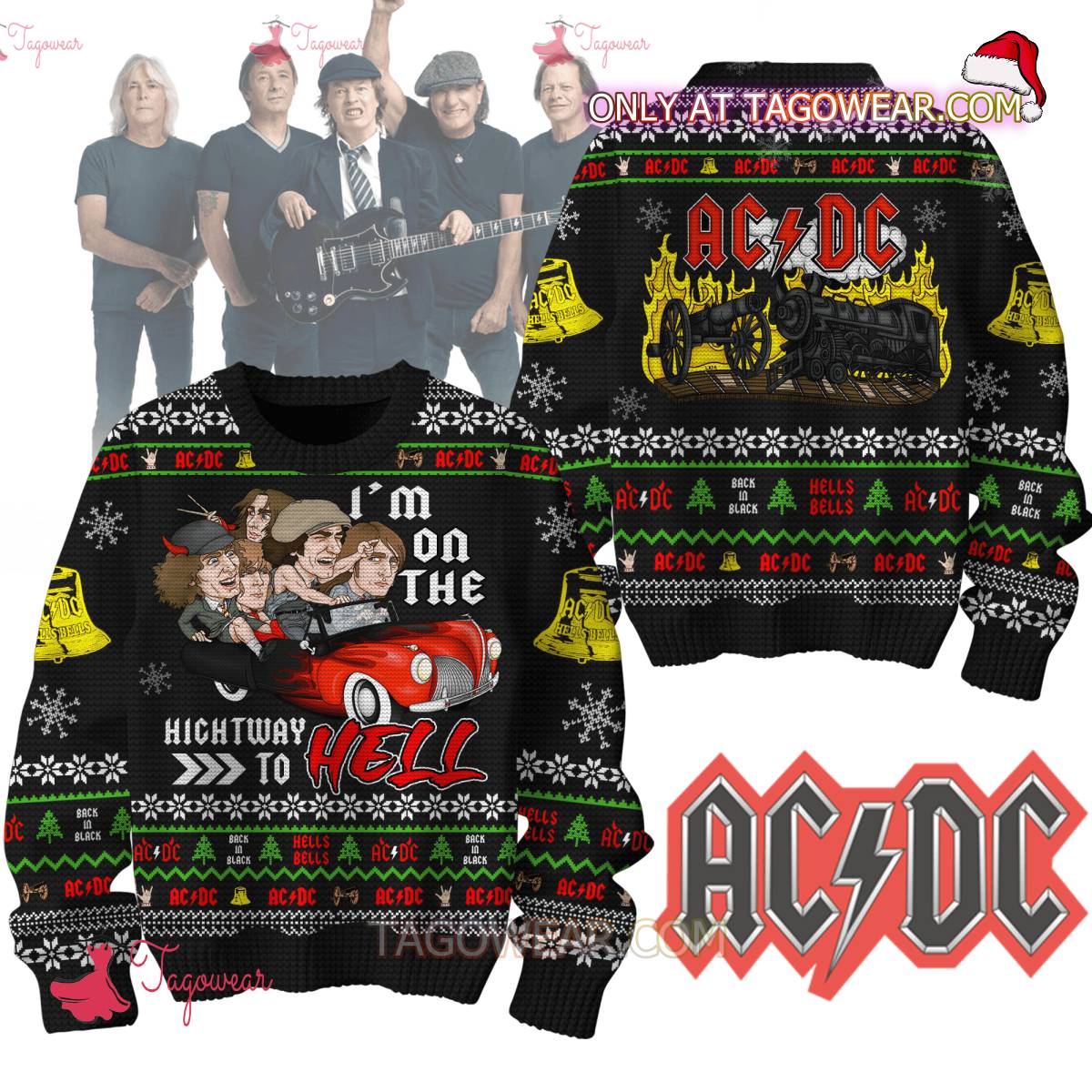Ac Dc I'm On The Highway To Hell Ugly Christmas Sweater