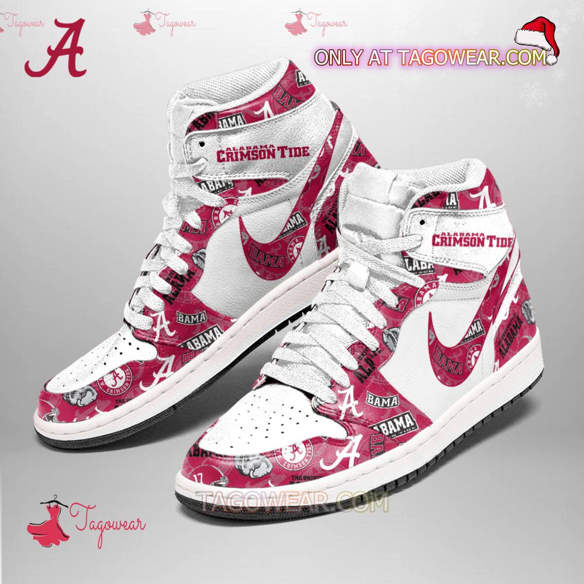 Alabama Crimson Tide Pink Air Jordan High Top Shoes a