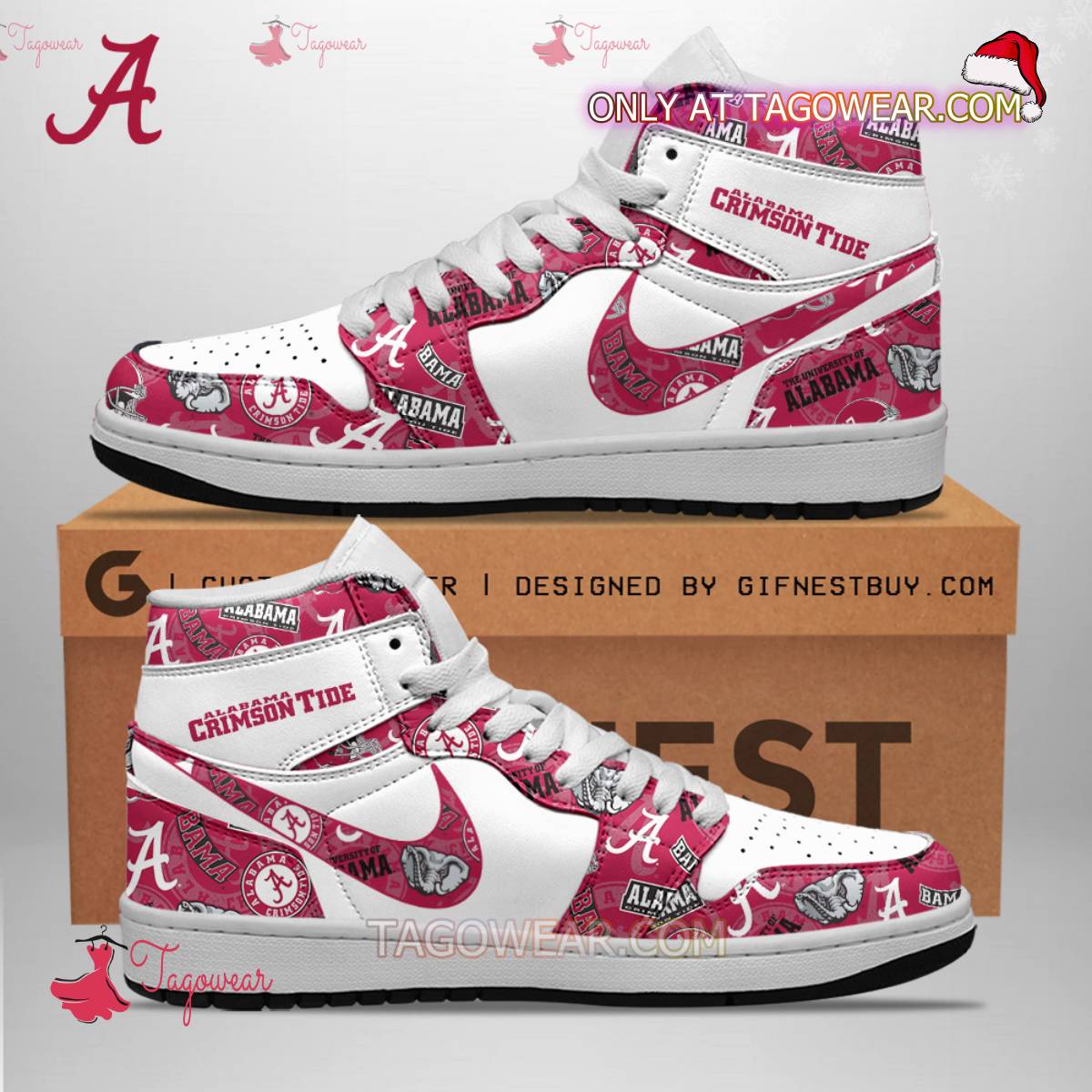 Alabama Crimson Tide Pink Air Jordan High Top Shoes