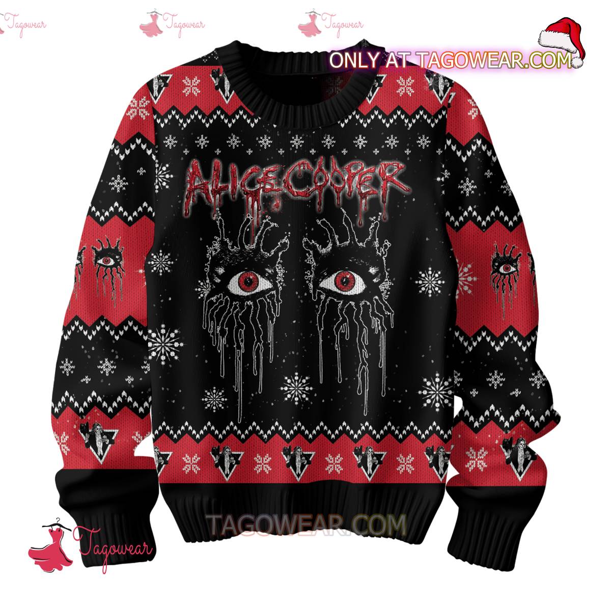 Alice Cooper Merry Metal Xmas Ugly Christmas Sweater a