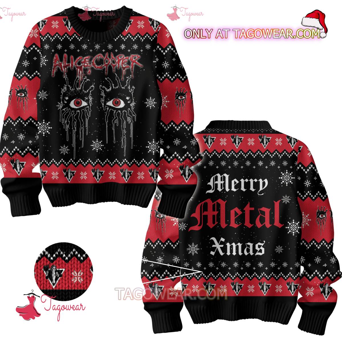 Alice Cooper Merry Metal Xmas Ugly Christmas Sweater