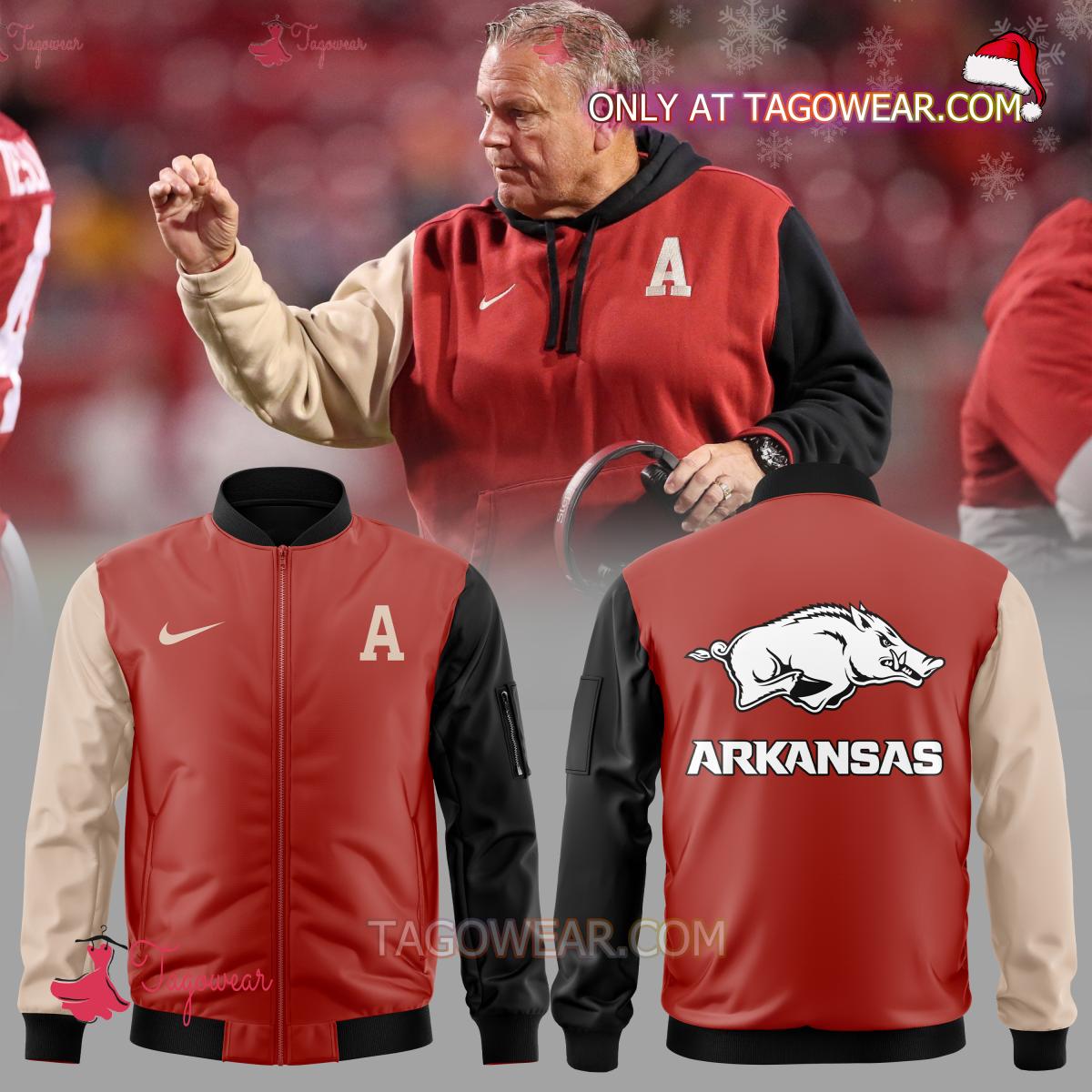 Arkansas Razorback Coach Sam Pittman Outfit 2023 Bomber Jacket