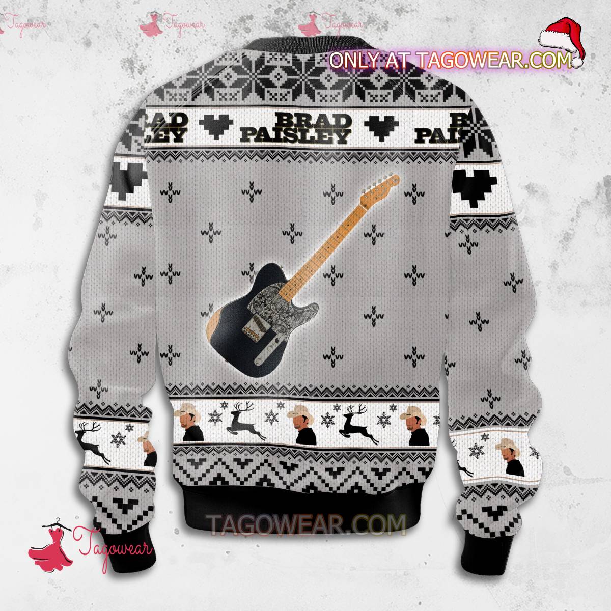 Brad Paisley With Guitar Ugly Christmas Sweater b
