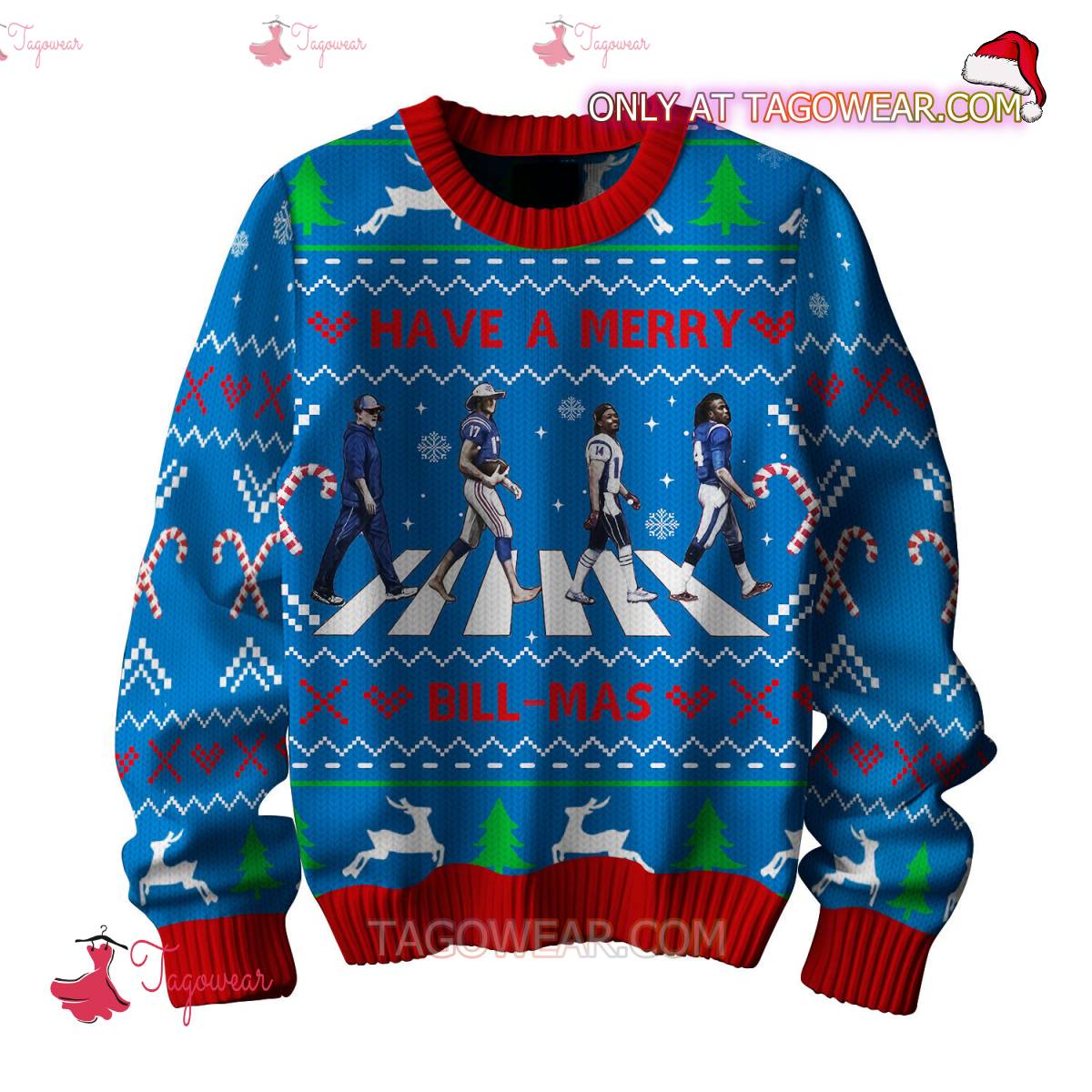 Buffalo Bills On The Road Have A Merry Bill-mas Ugly Christmas Sweater a