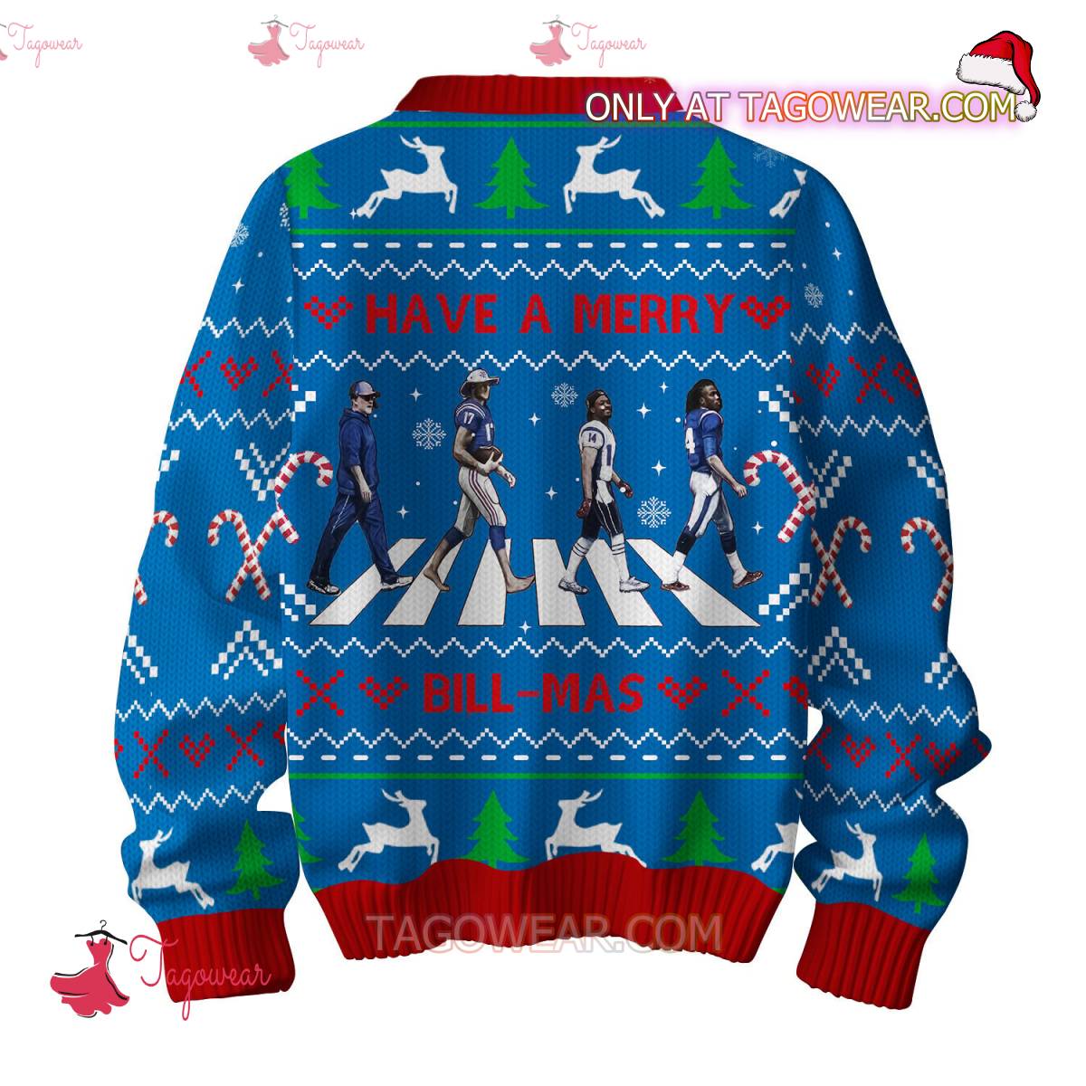 Buffalo Bills On The Road Have A Merry Bill-mas Ugly Christmas Sweater b