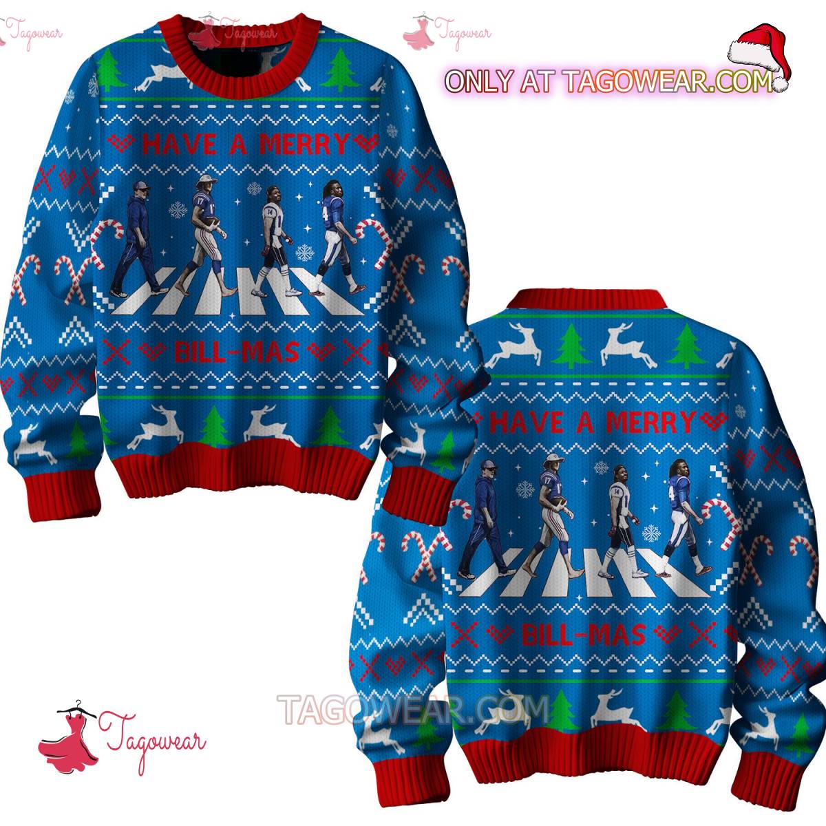 Buffalo Bills On The Road Have A Merry Bill-mas Ugly Christmas Sweater