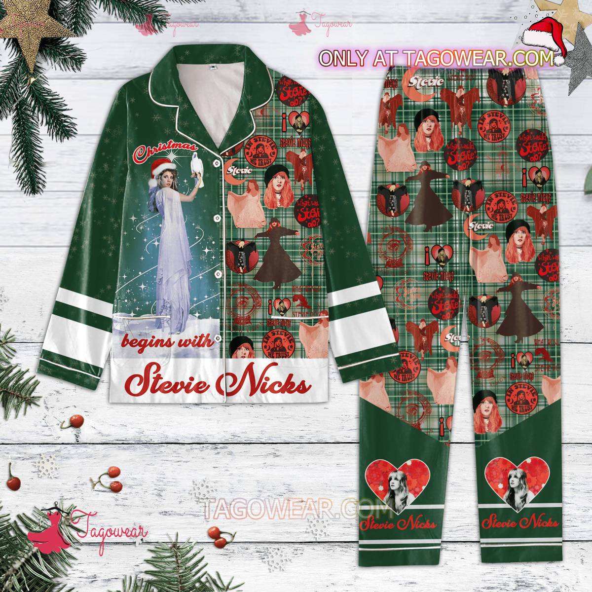 Christmas Begins With Stevie Nicks Men Women's Pajamas Set a