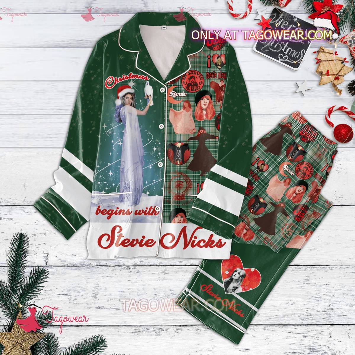 Christmas Begins With Stevie Nicks Men Women's Pajamas Set