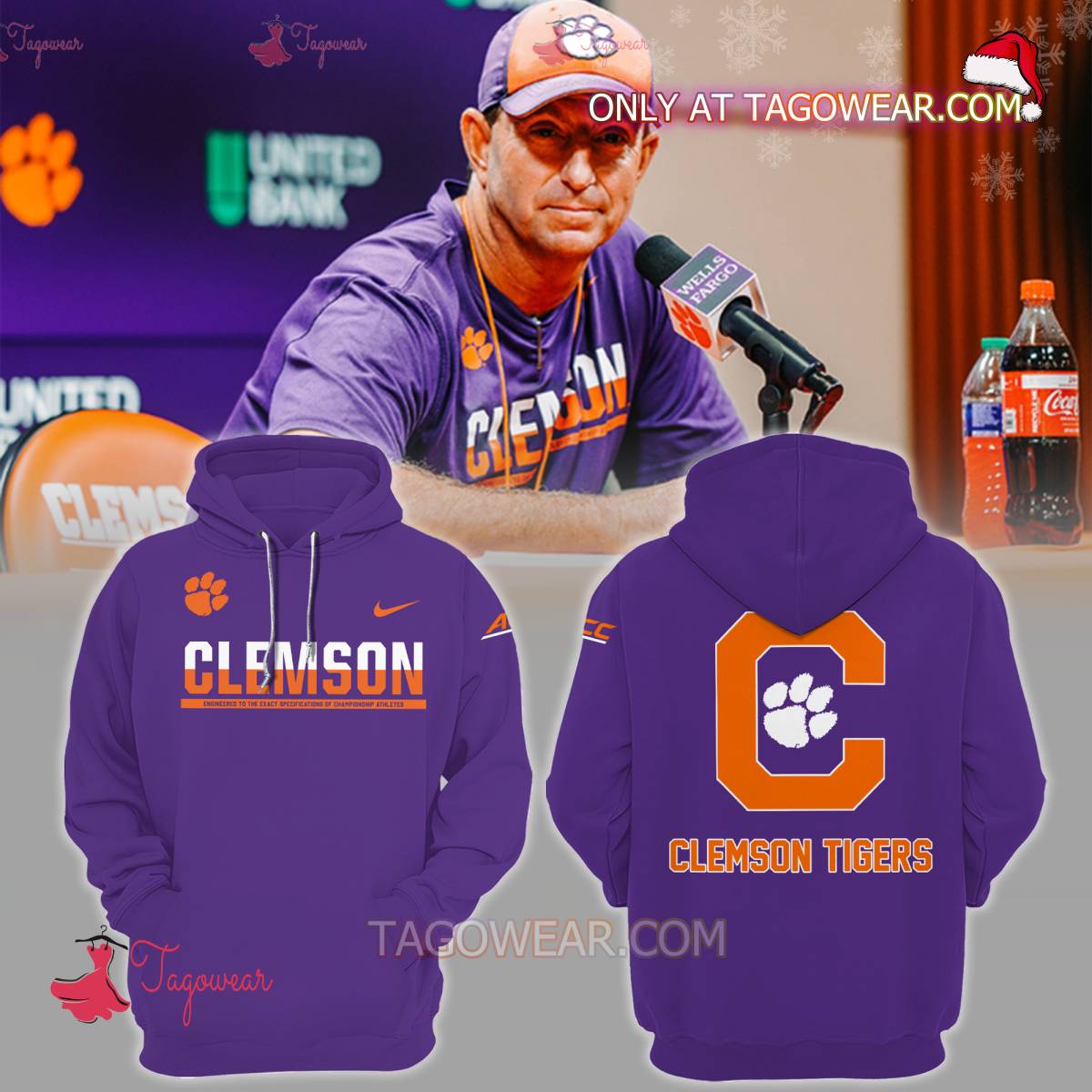 Clemson Tigers Coach Dabo Swinney’s Purple Hoodie