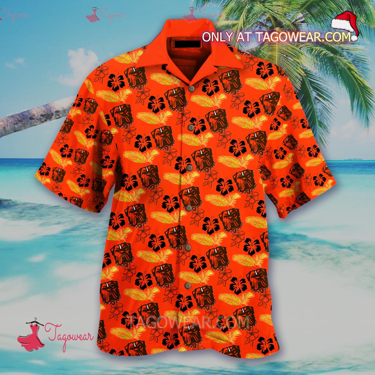Cleveland Browns Dawg Orange Hawaiian Shirt a