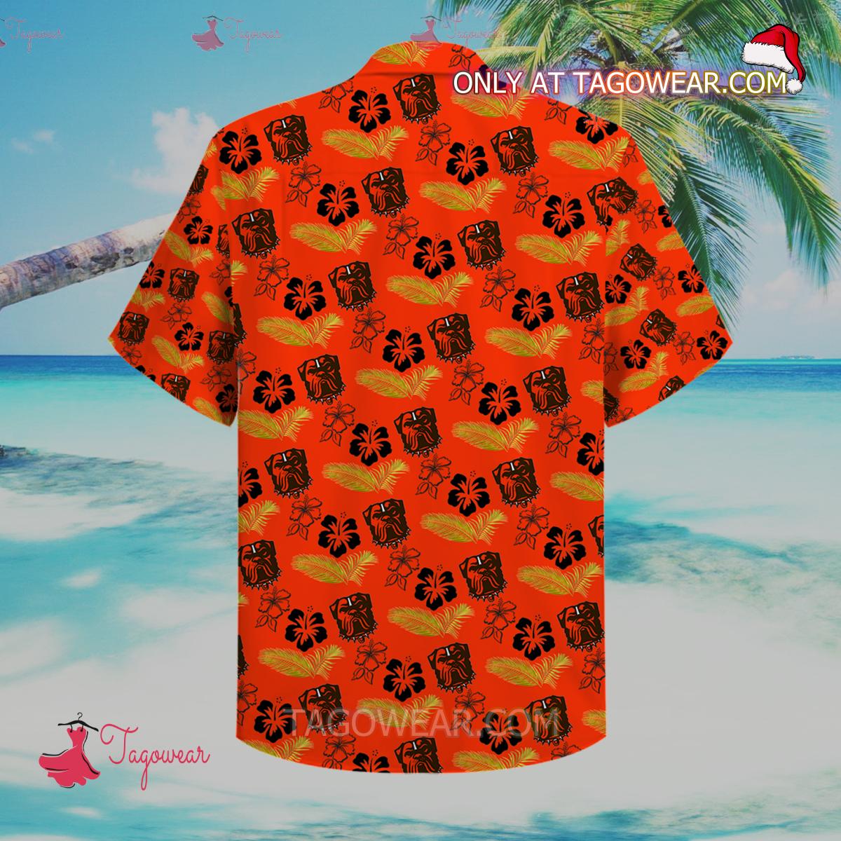 Cleveland Browns Dawg Orange Hawaiian Shirt b