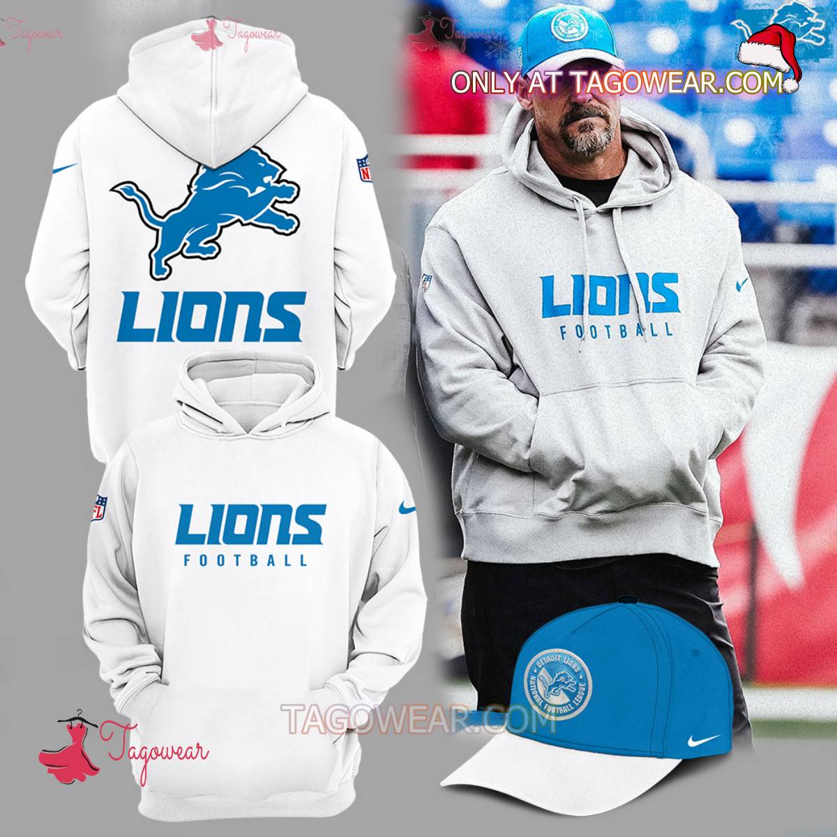 Coach Dan Campbell’s Detroit Lions White Outfit Hoodie