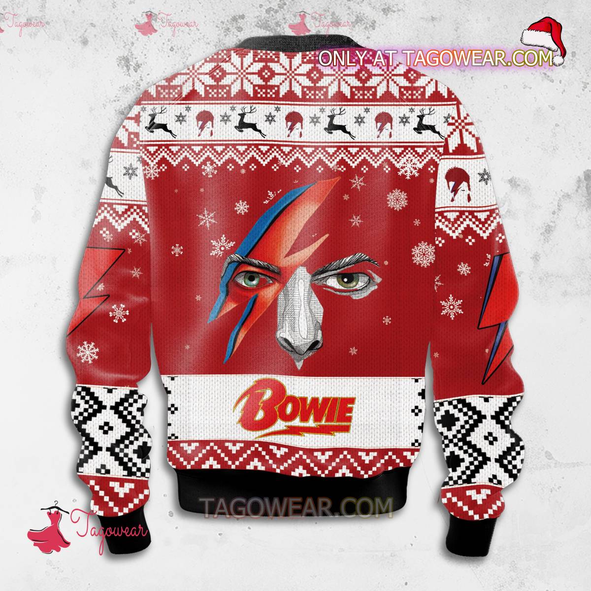 David Bowie Smoking Ugly Christmas Sweater b