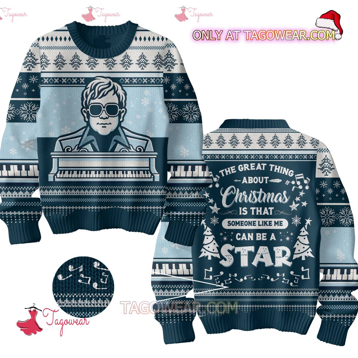 Elton John The Great Thing About Christmas Ugly Christmas Sweater