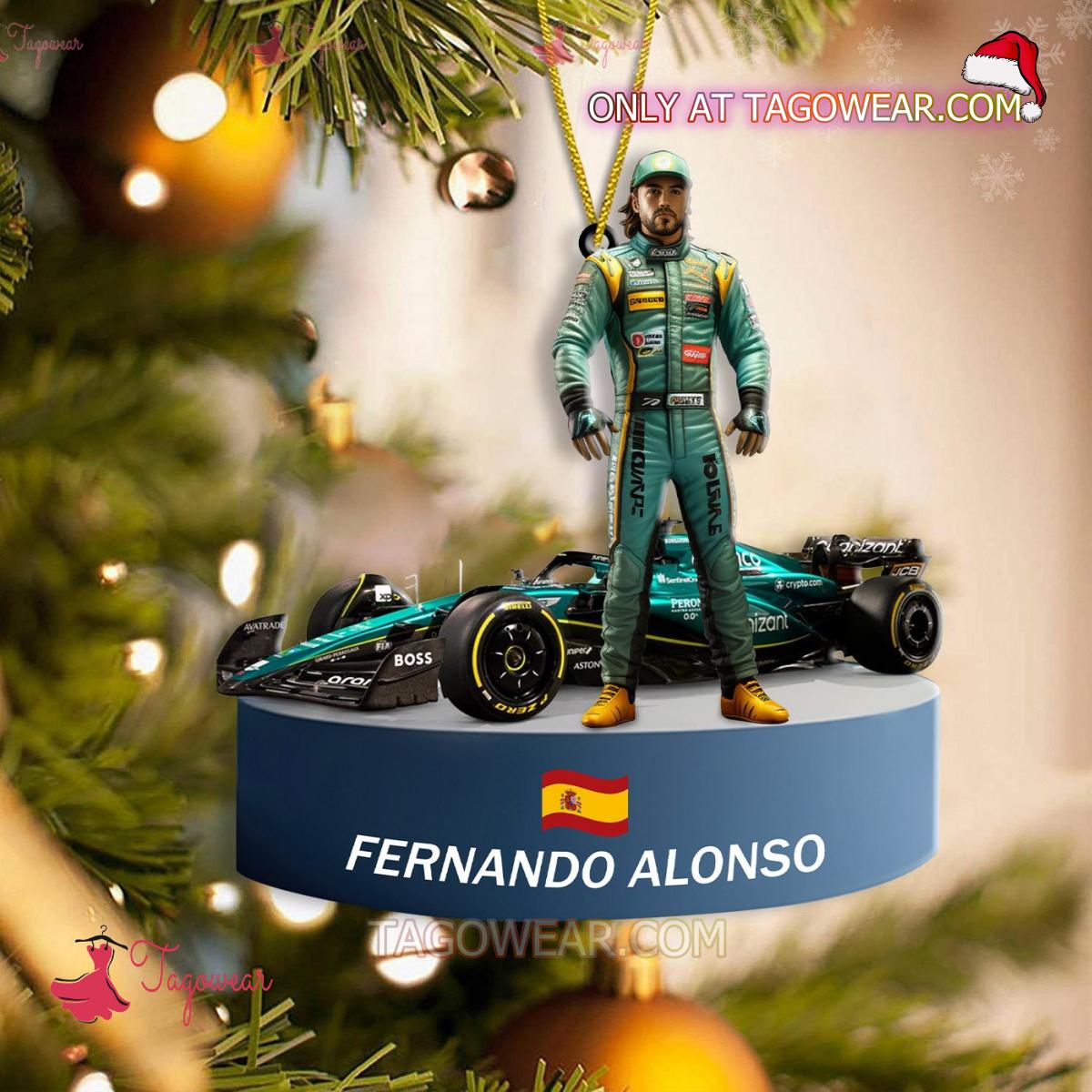 Fernando Alonso F1 Christmas Ornament