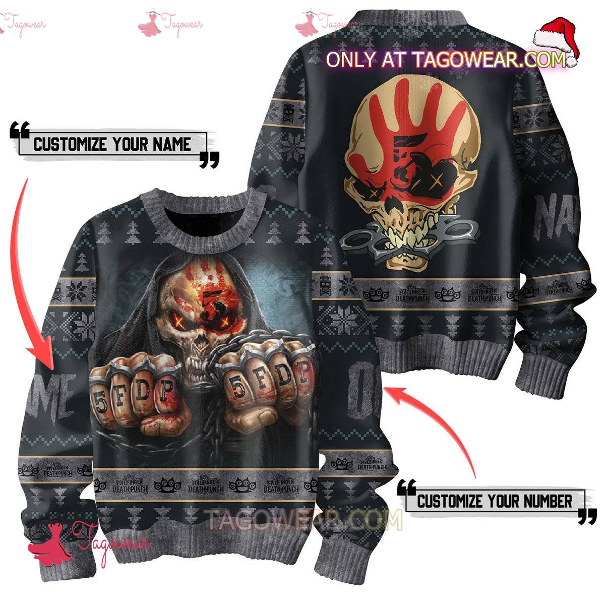 Five Finger Death Punch Skull Personalized Ugly Christmas Sweater