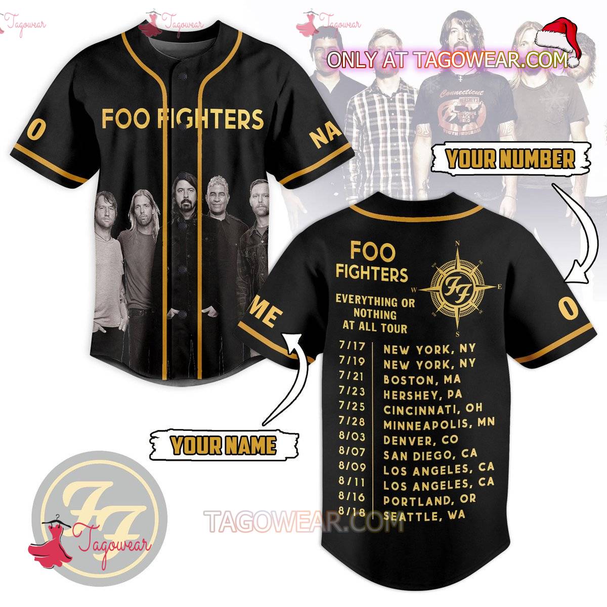Foo Fighters Everything Or Nothing At All Tour Personalized Baseball Jersey