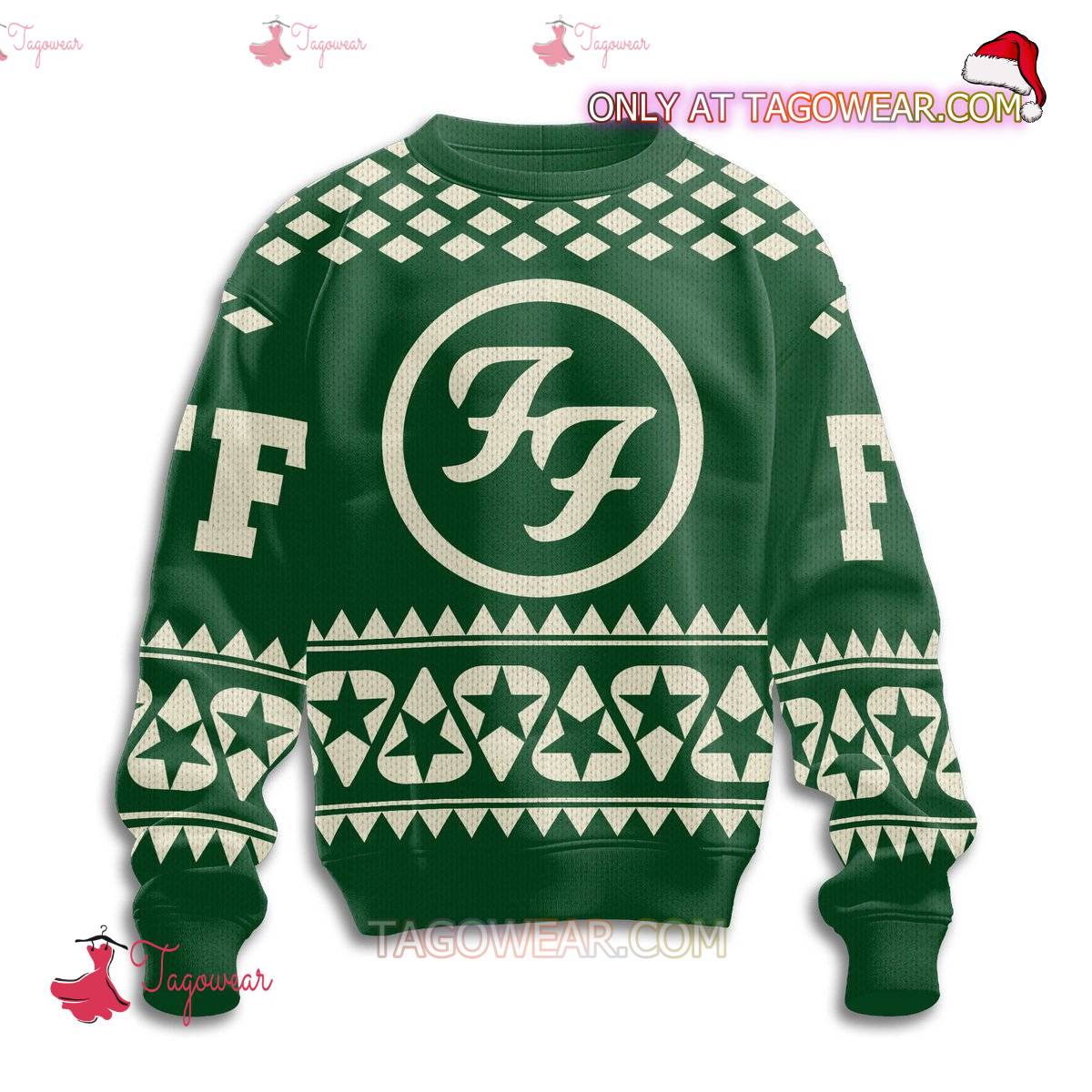 Foo Fighters Star Green Christmas Sweater a