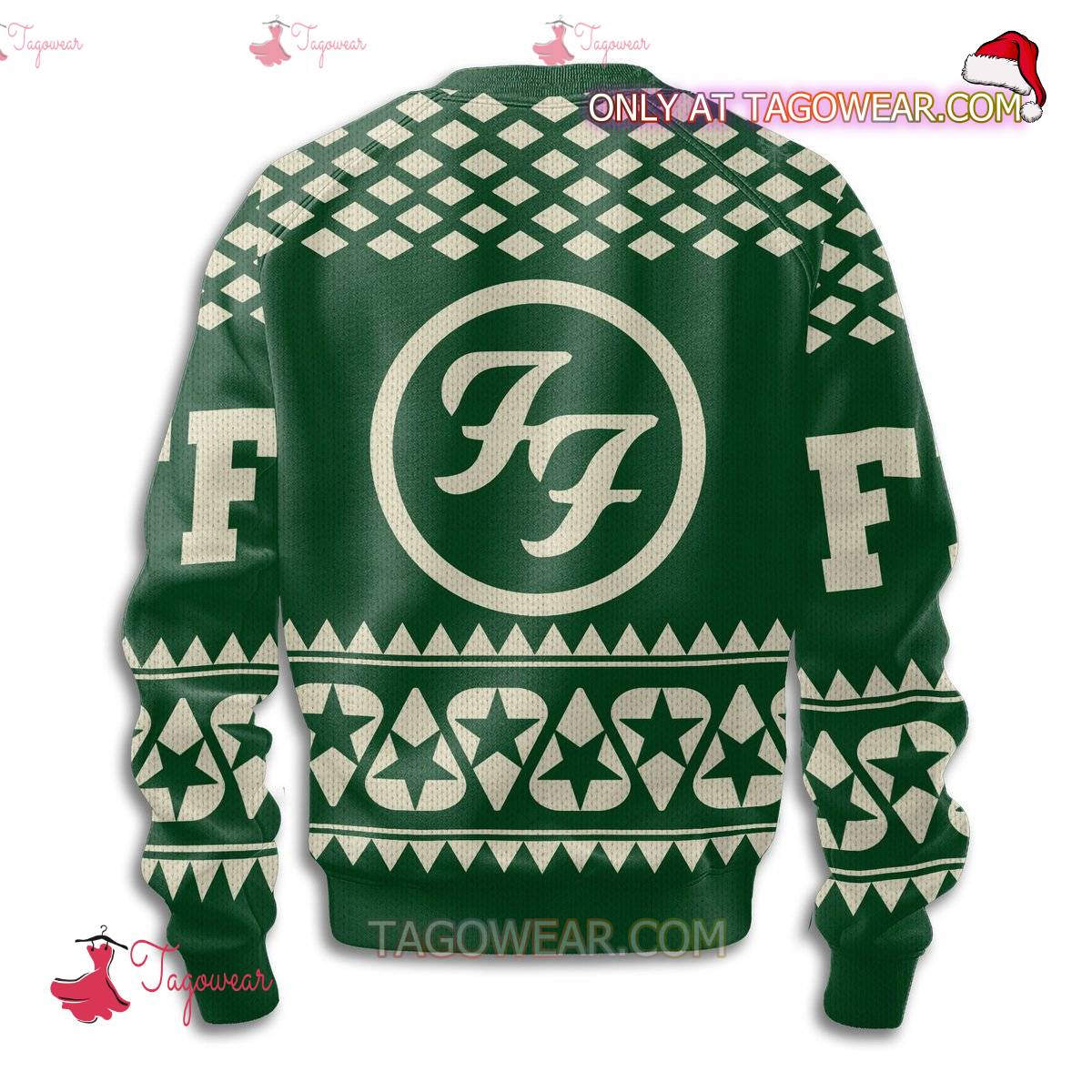 Foo Fighters Star Green Christmas Sweater b