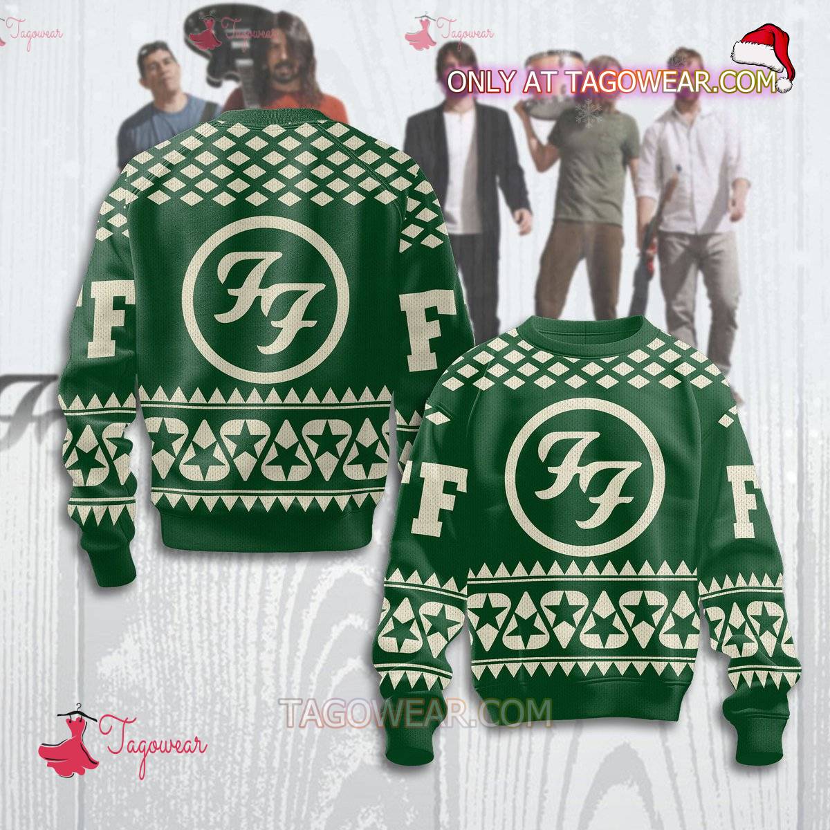 Foo Fighters Star Green Christmas Sweater