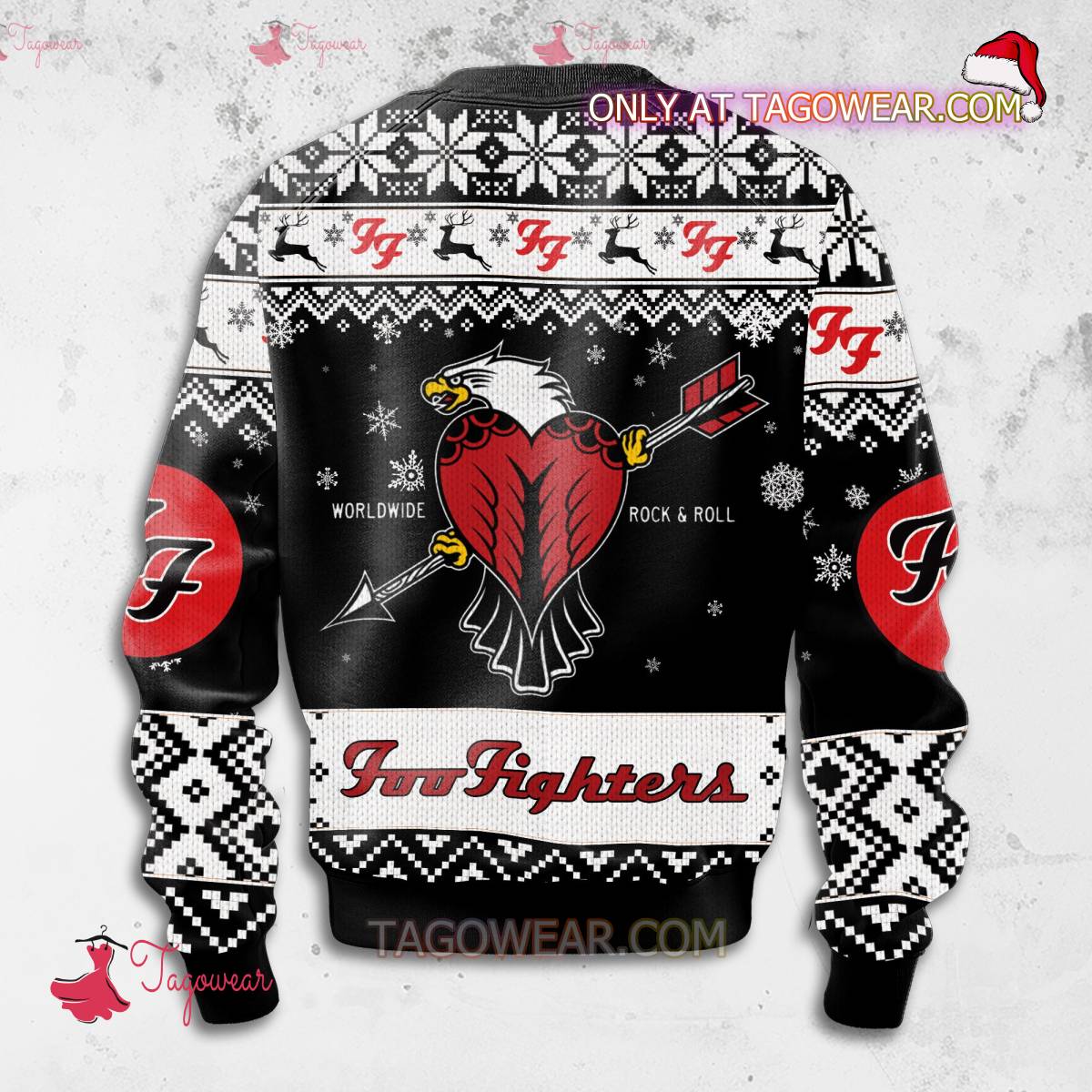 Foo Fighters Worldwide Rock And Roll Ugly Christmas Sweater b
