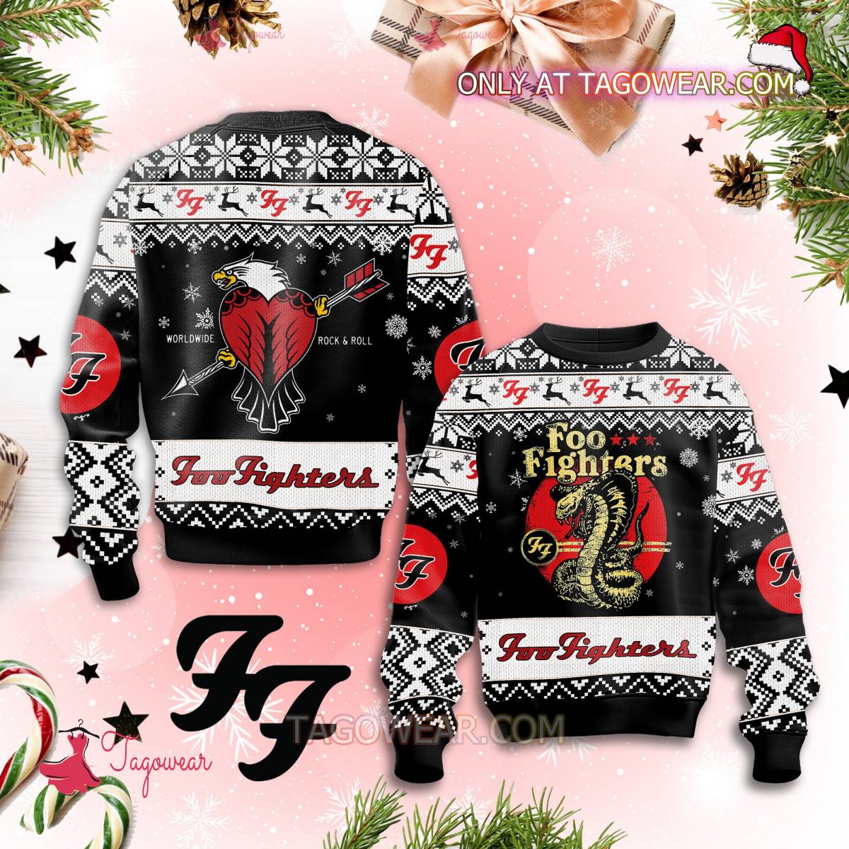 Foo Fighters Worldwide Rock And Roll Ugly Christmas Sweater