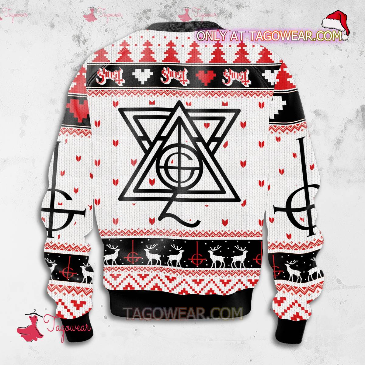 Ghost Band Art Ugly Christmas Sweater b