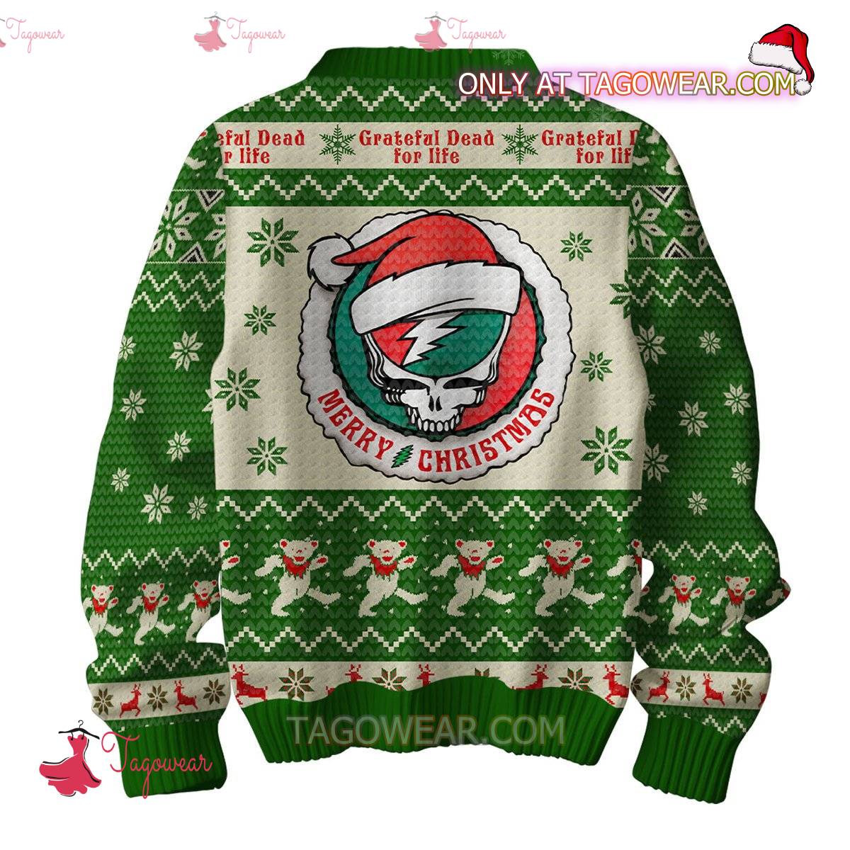 Grateful Dead For Life Merry Christmas Ugly Christmas Sweater b