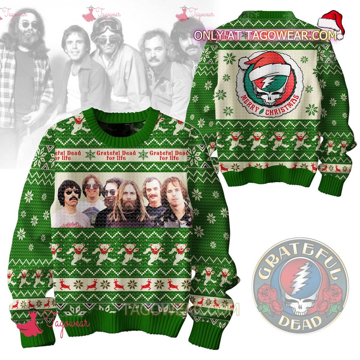 Grateful Dead For Life Merry Christmas Ugly Christmas Sweater