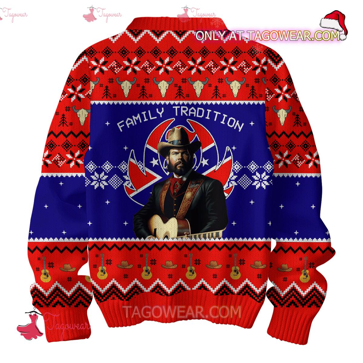 Hank Williams Jr Family Tradition Bocephus Ugly Christmas Sweater a