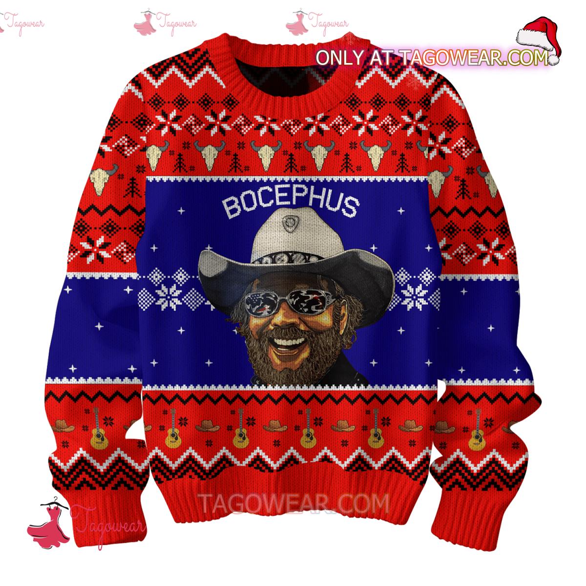 Hank Williams Jr Family Tradition Bocephus Ugly Christmas Sweater b