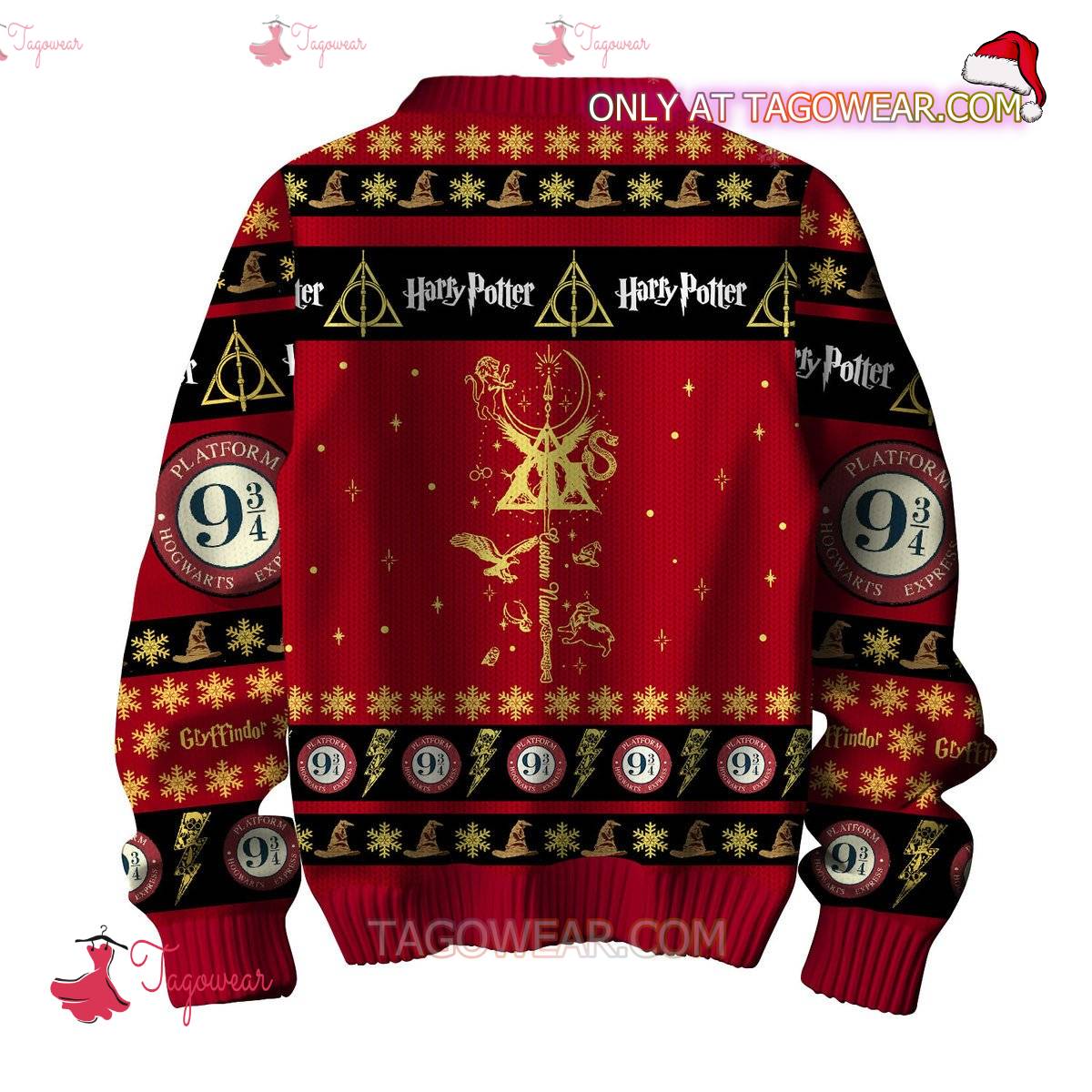 Harry Potter Gryffindor Hogwarts Personalized Name Ugly Sweater b