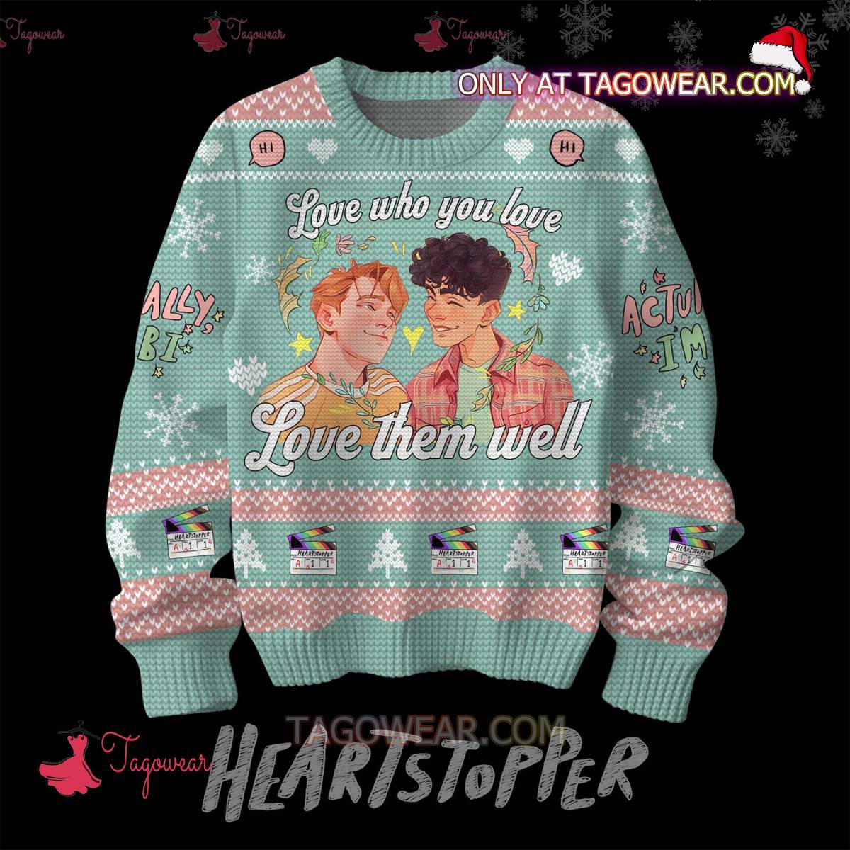 Heartstopper Love Who You Love Love Them Well Ugly Christmas Sweater a