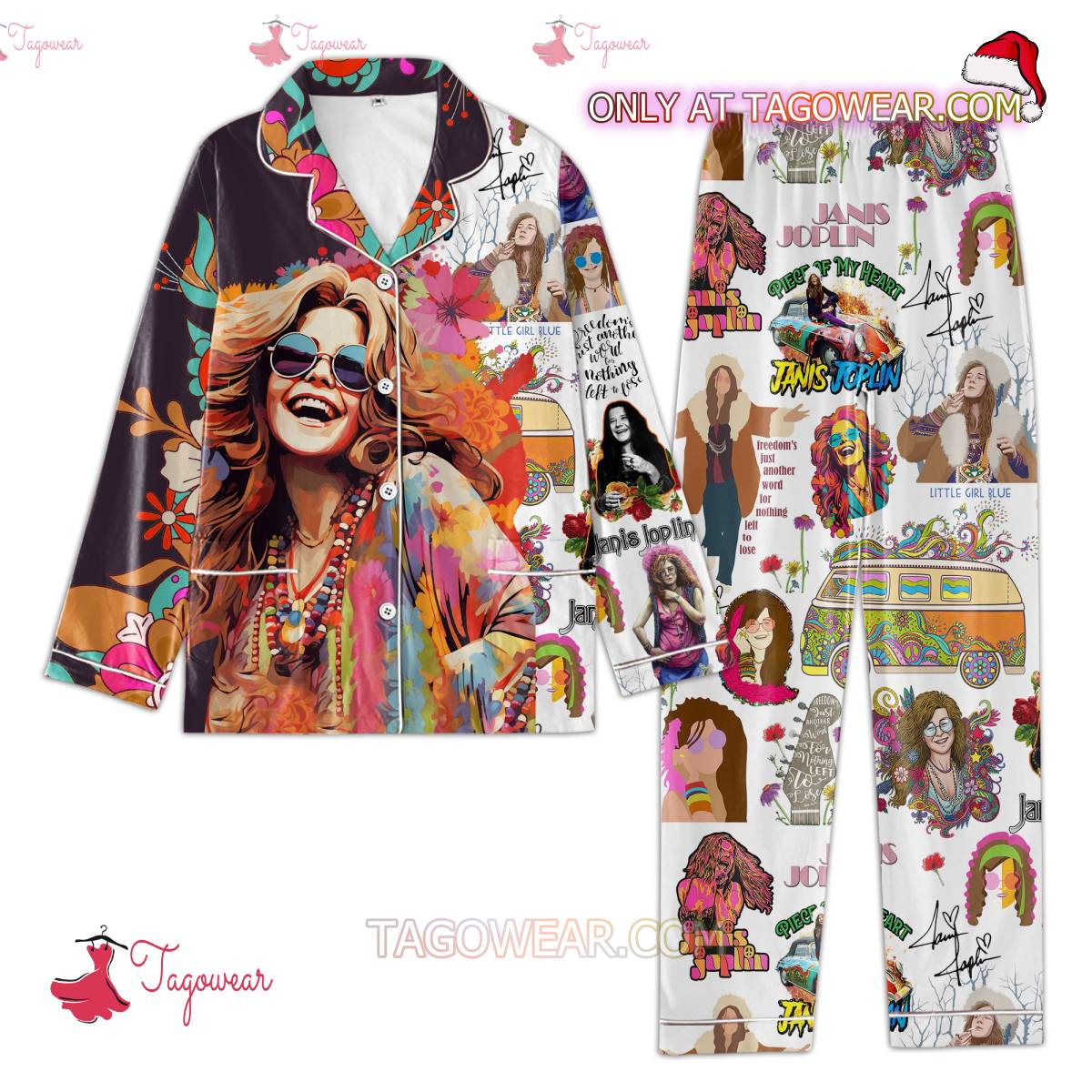 Janis Joplin Hippie Music Pattern Men Women's Pajamas Set a