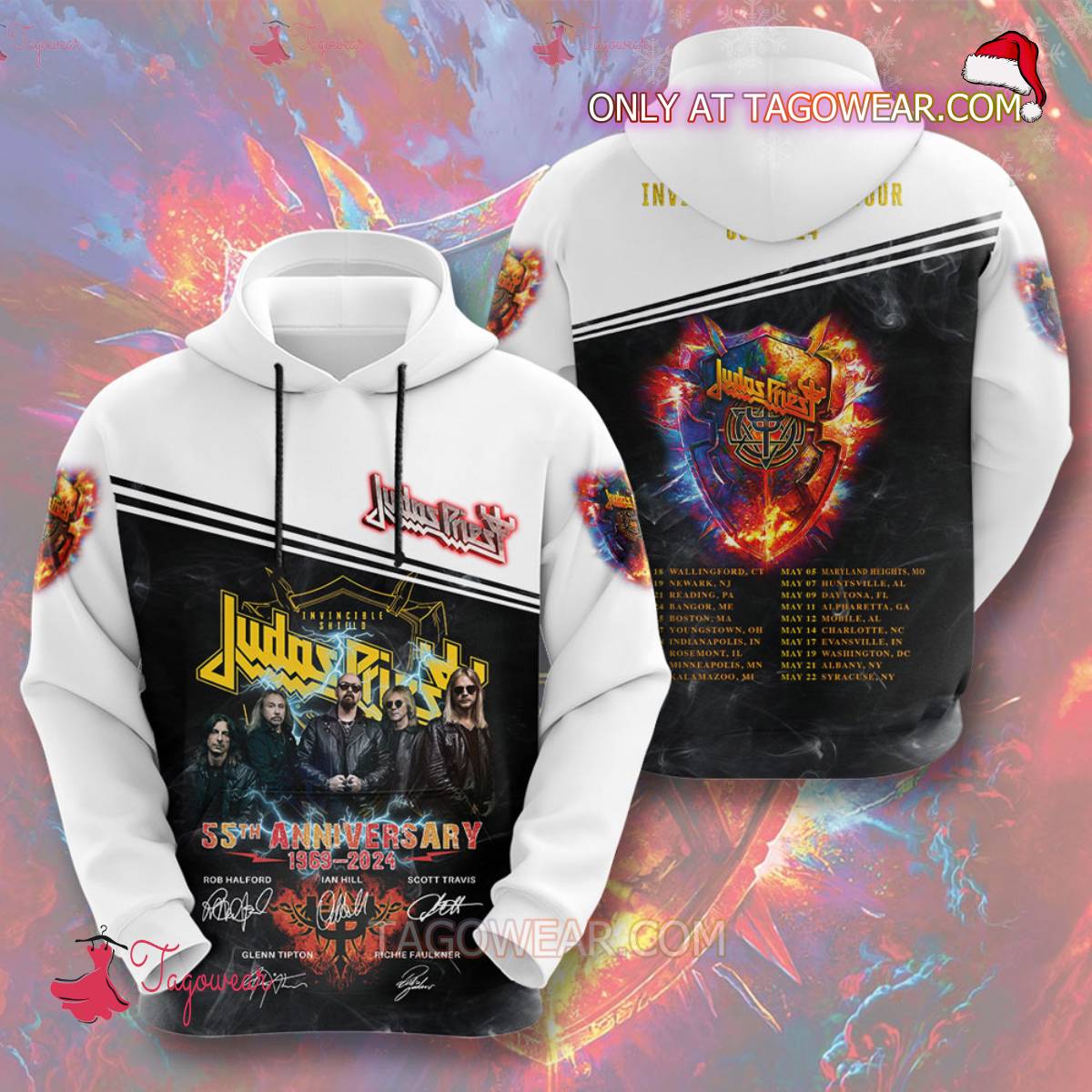 Judas Priest 55th Anniversary Invincible Shield Tour Usa 2024 Signatures T-shirt, Hoodie a