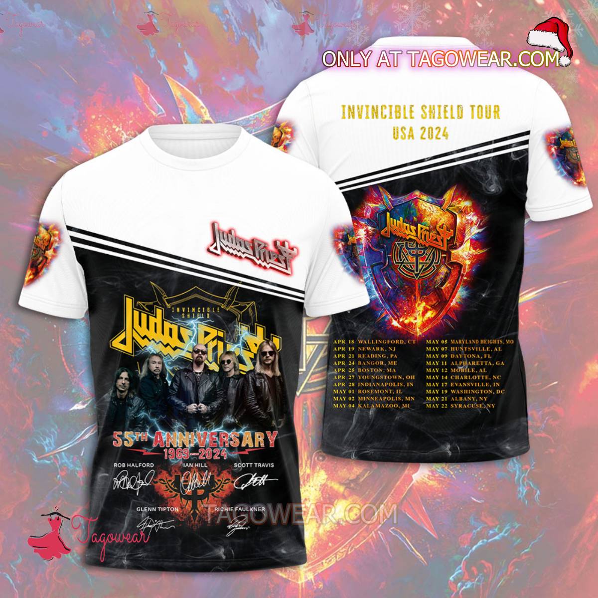 Judas Priest 55th Anniversary Invincible Shield Tour Usa 2024 Signatures T-shirt, Hoodie