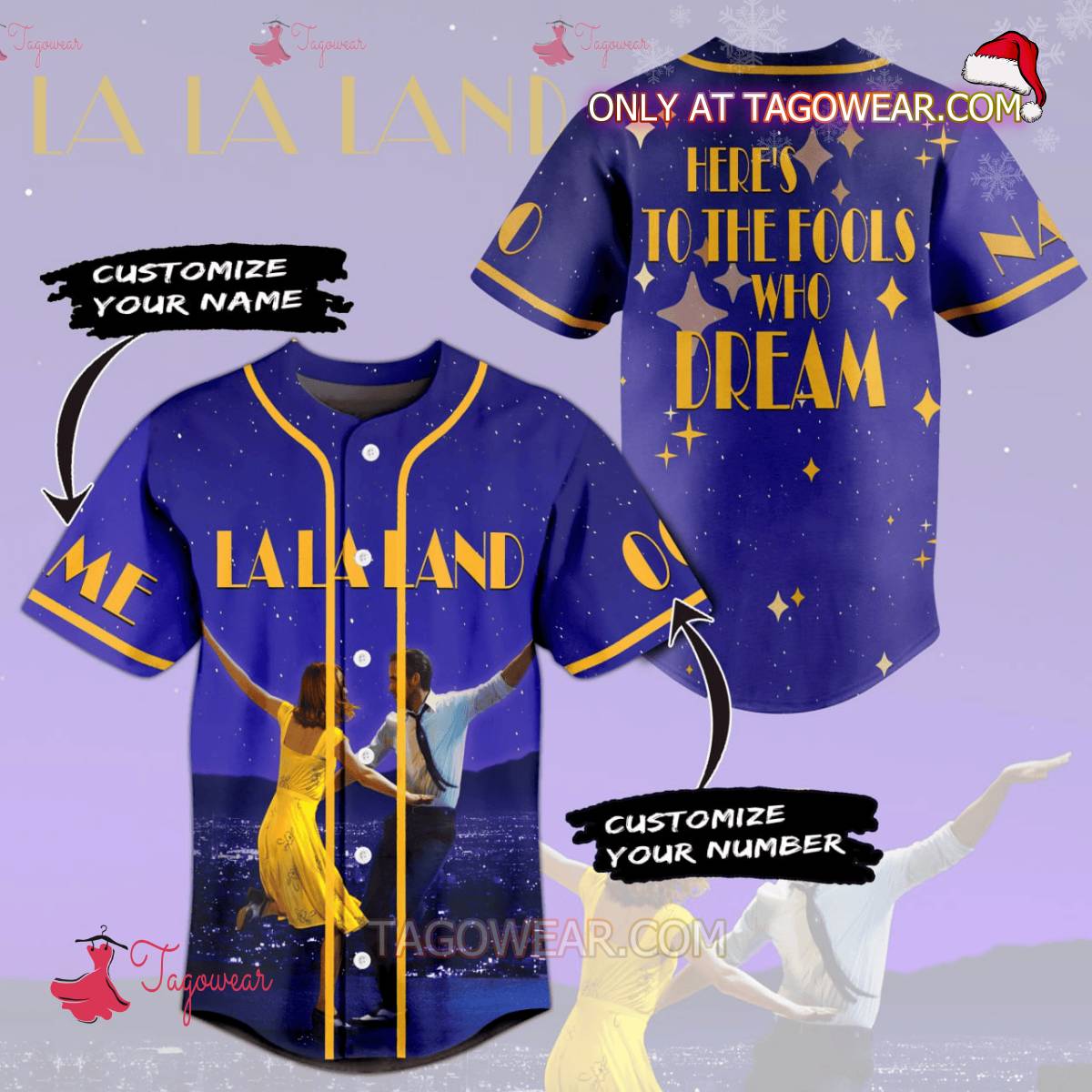 Lala Land Here's To The Fools Who Dream Personalized Baseball Jersey