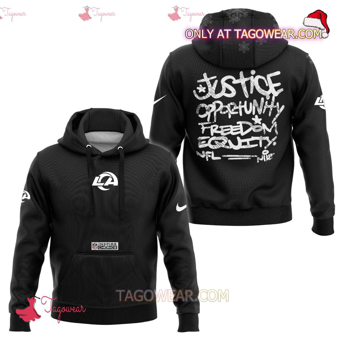 Los Angeles Rams NFL Inspire Change Justice Opportunity Equality Freedom Hoodie
