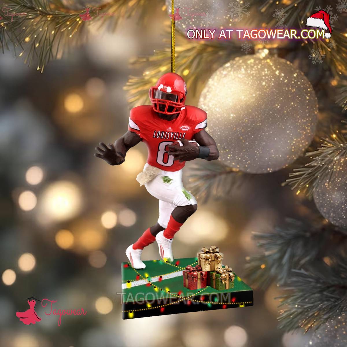 Louisville Cardinals Lamar Jackson Christmas Ornament