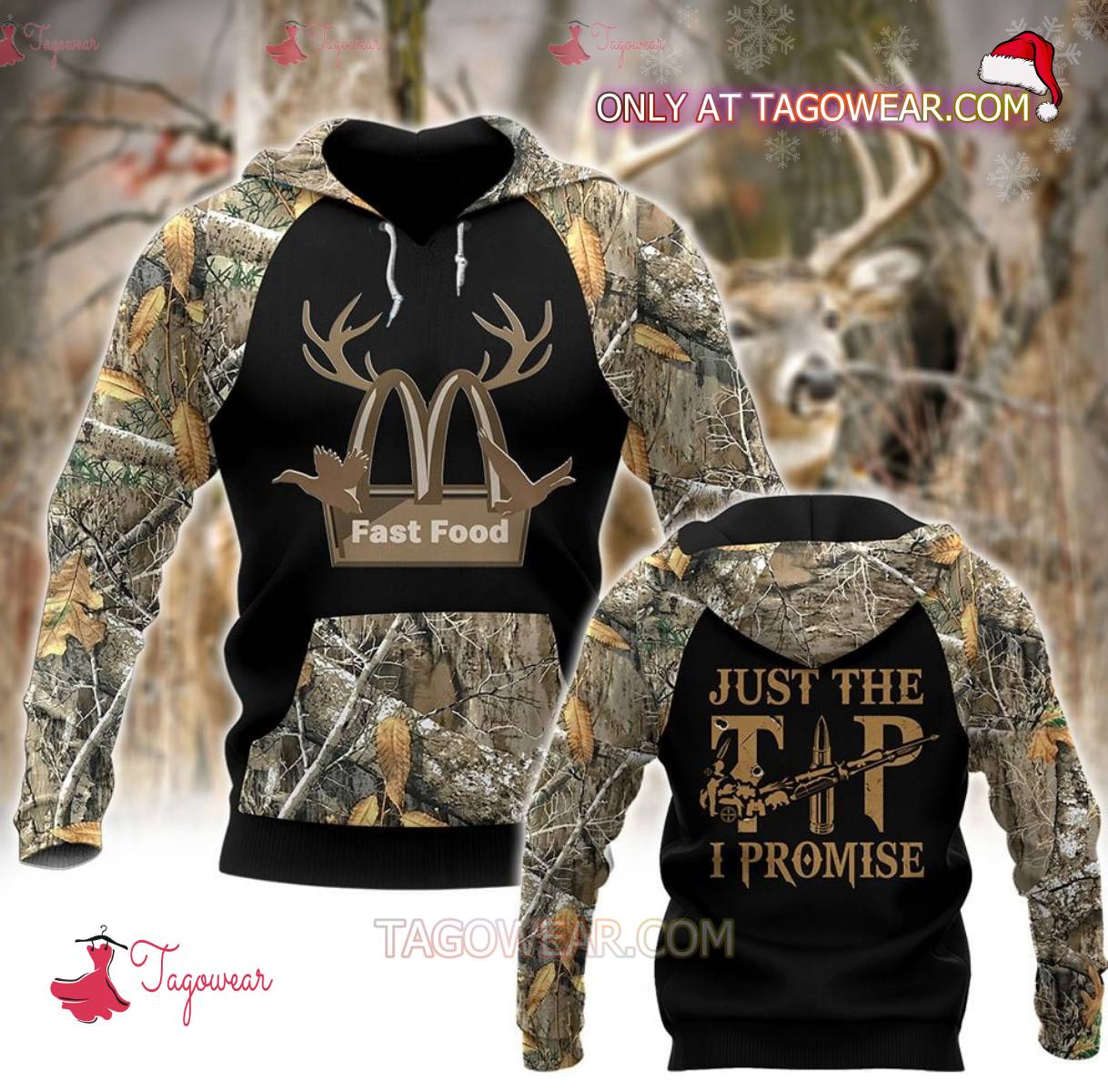 Mcdonald's Fast Food Just The Tip I Promise Camo Hunting Hoodie