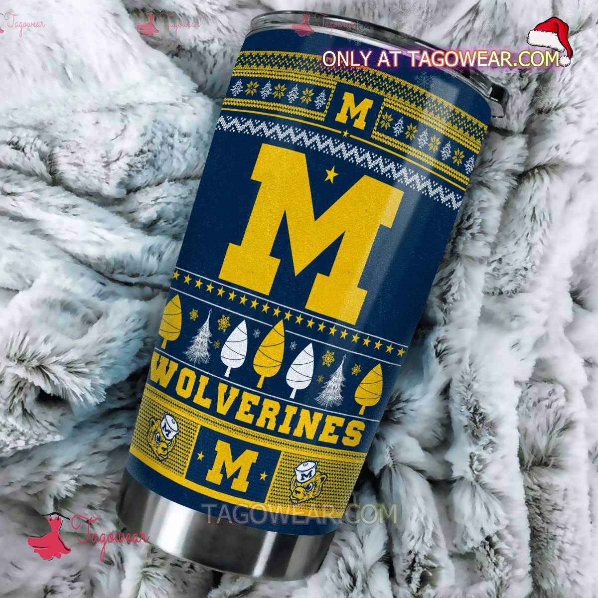 Michigan Wolverines Merry Christmas Personalized Tumbler b