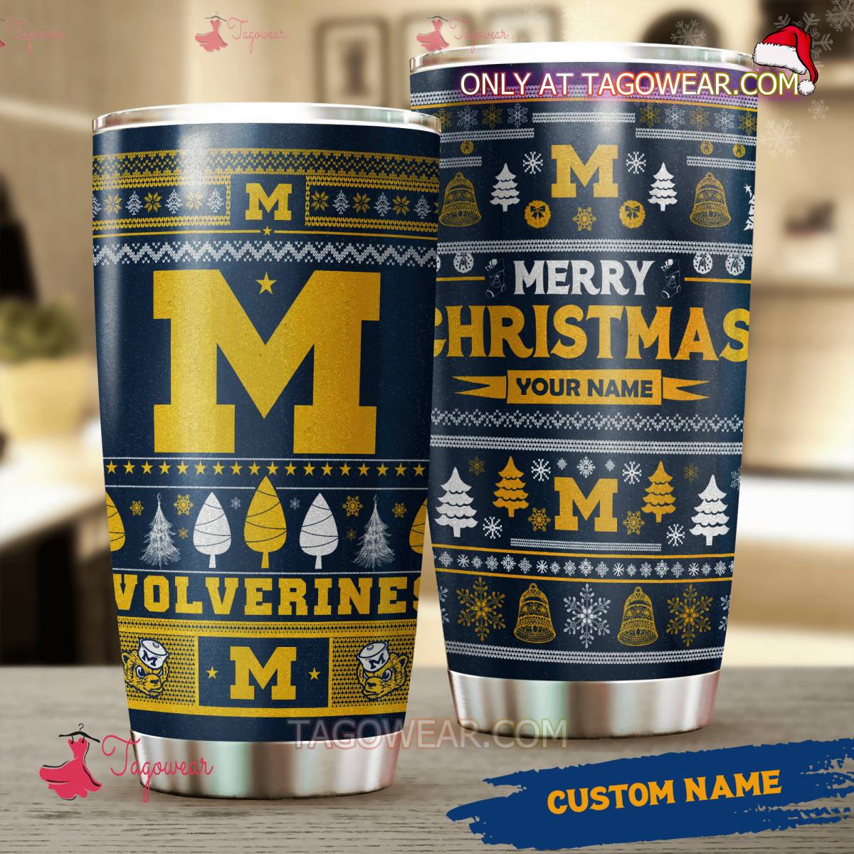 Michigan Wolverines Merry Christmas Personalized Tumbler