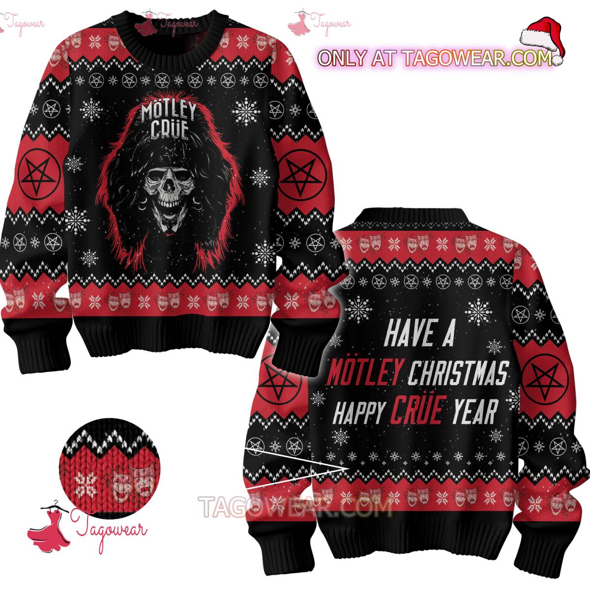 Motley Crue Have A Motley Christmas Happy Crue Year Ugly Christmas Sweater
