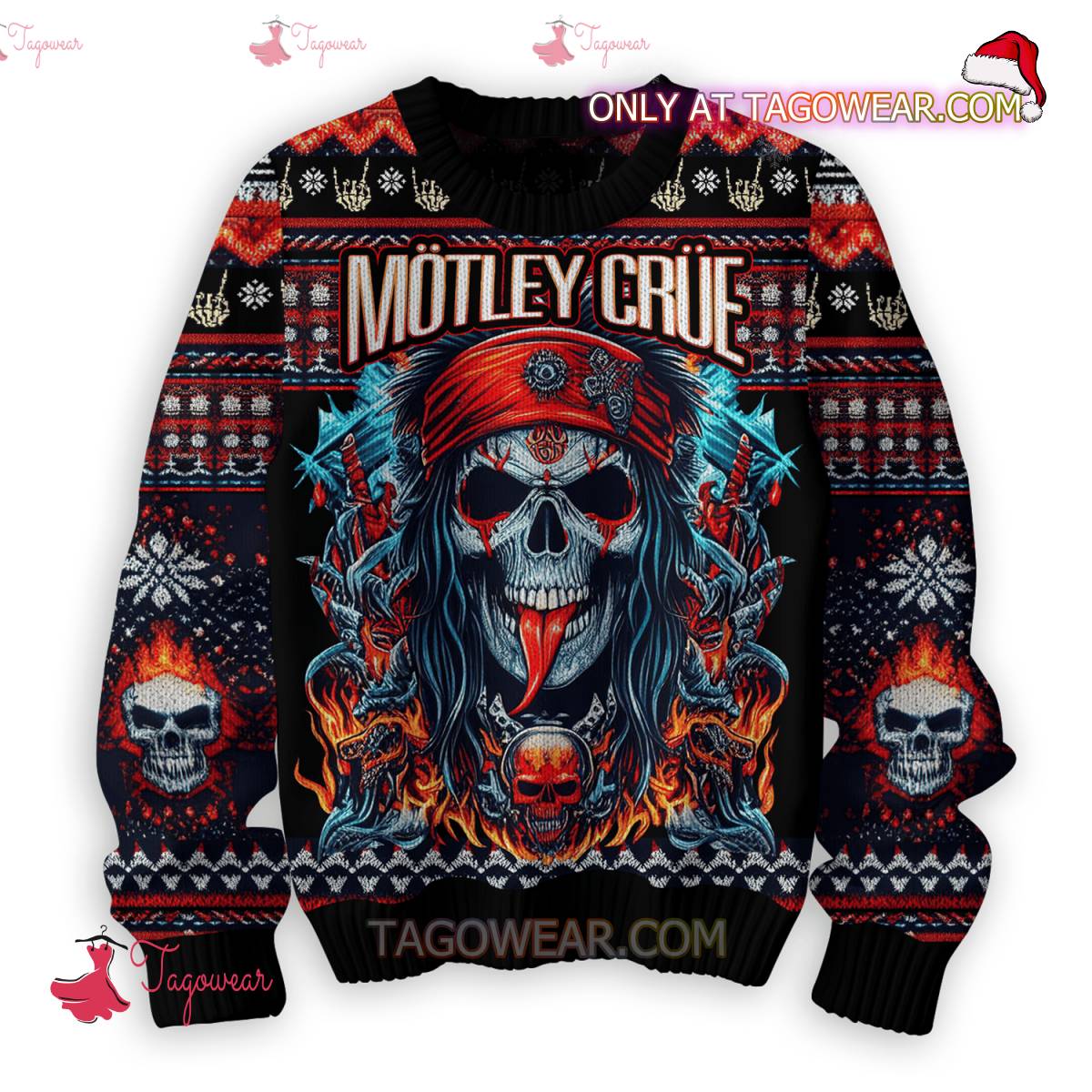 Motley Crue Skull Ugly Christmas Sweater a